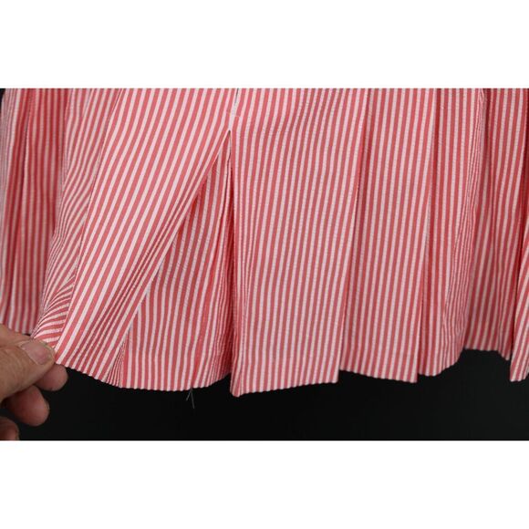Vtg Tail Size 14 pink White Striped Seersucker Pleated Tennis Skirt - Picture 5 of 7